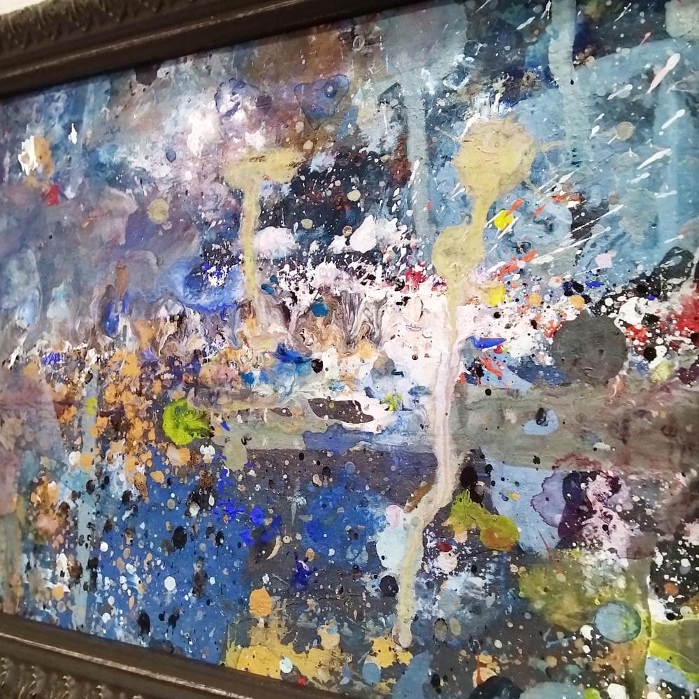 内野隆文　スターリーナイト　絵画　段ボールにアクリル　現代アート　抽象画　額縁