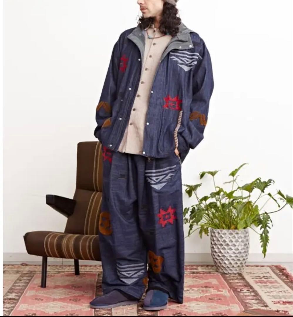 チャイハネ　刺繍入りデニムジャケット・パンツセットアップ