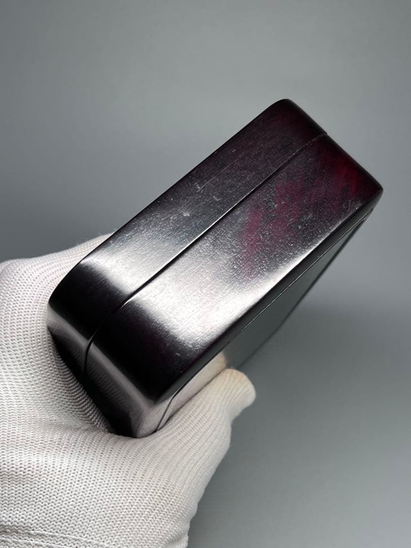 木製　小物入れ　紫檀　硯箱　瓢箪　浮き彫り　極細工　文房具　中国美術　香合　美品