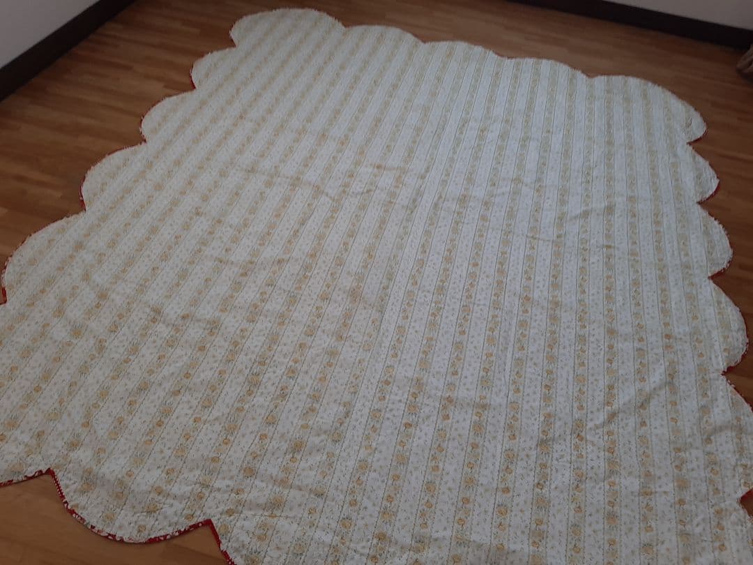 ハンドメイド　パッチワークキルト　ダブルウエディング　ベッドカバー