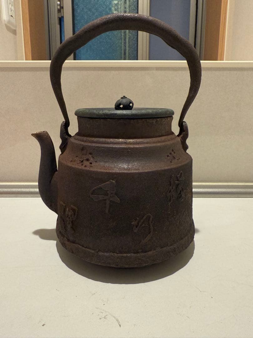 鉄瓶 青龍堂 大国寿造 彫刻 茶道具 茶注 湯沸 時代物