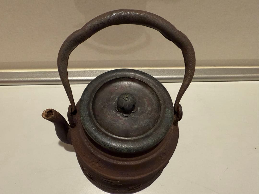 鉄瓶 青龍堂 大国寿造 彫刻 茶道具 茶注 湯沸 時代物
