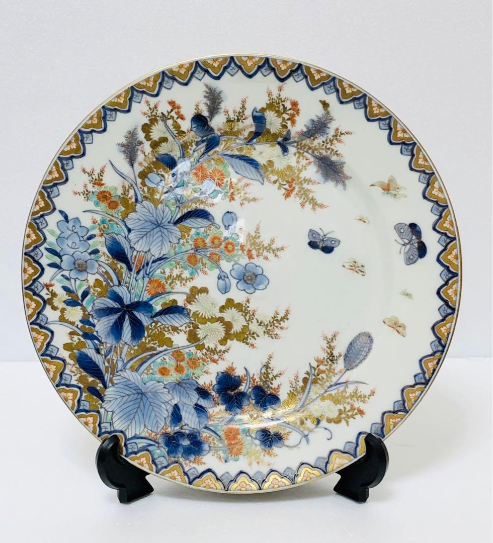 18時迄限定割引 明治香蘭社 有田焼 オールド 香蘭社 染錦上絵金彩秋草文8寸皿