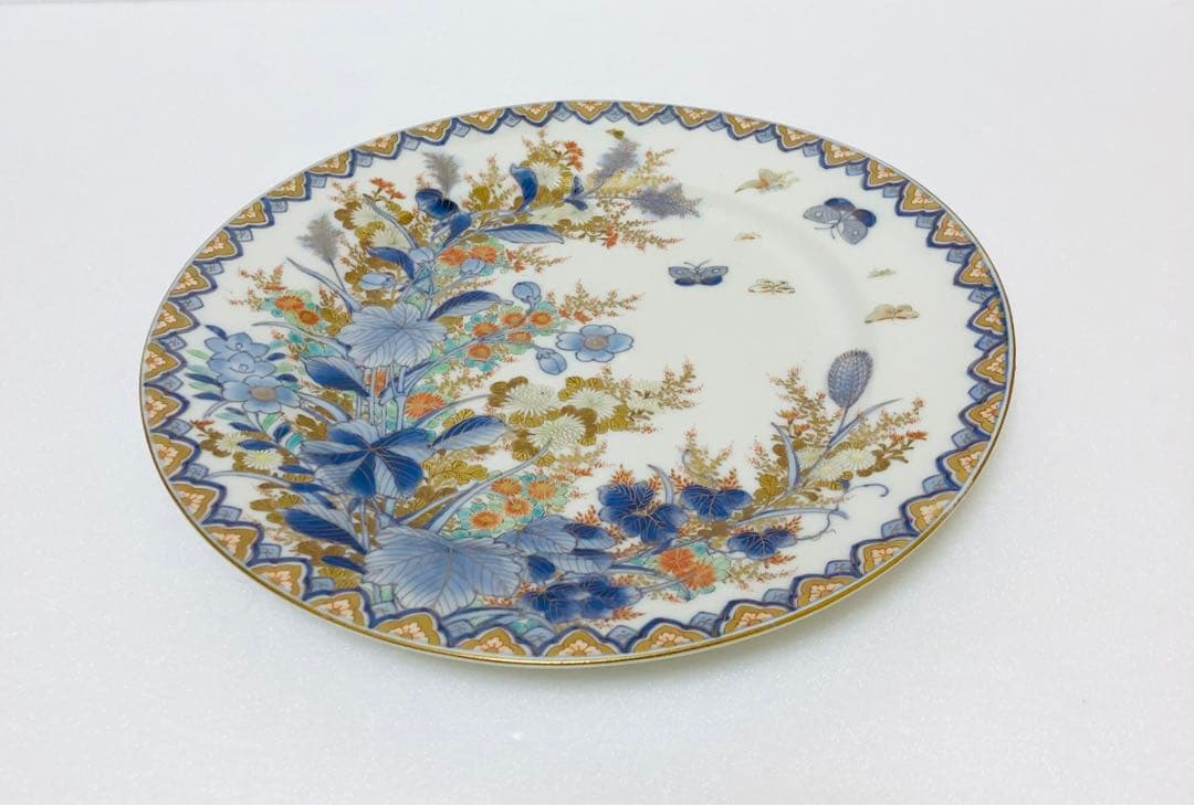 18時迄限定割引 明治香蘭社 有田焼 オールド 香蘭社 染錦上絵金彩秋草文8寸皿