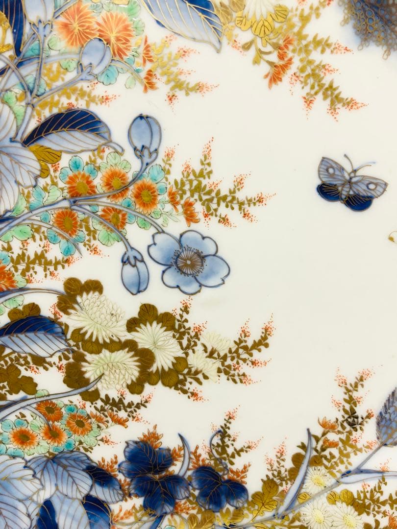 18時迄限定割引 明治香蘭社 有田焼 オールド 香蘭社 染錦上絵金彩秋草文8寸皿