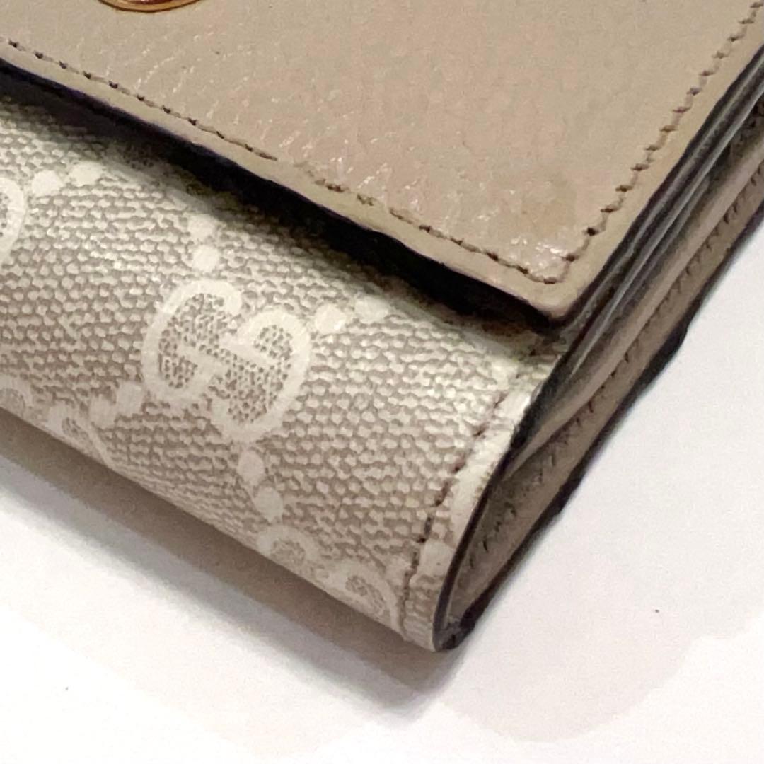 グッチ 折り財布 マーモント GG柄 スプリーム レザー ゴールド金具 ベージュ