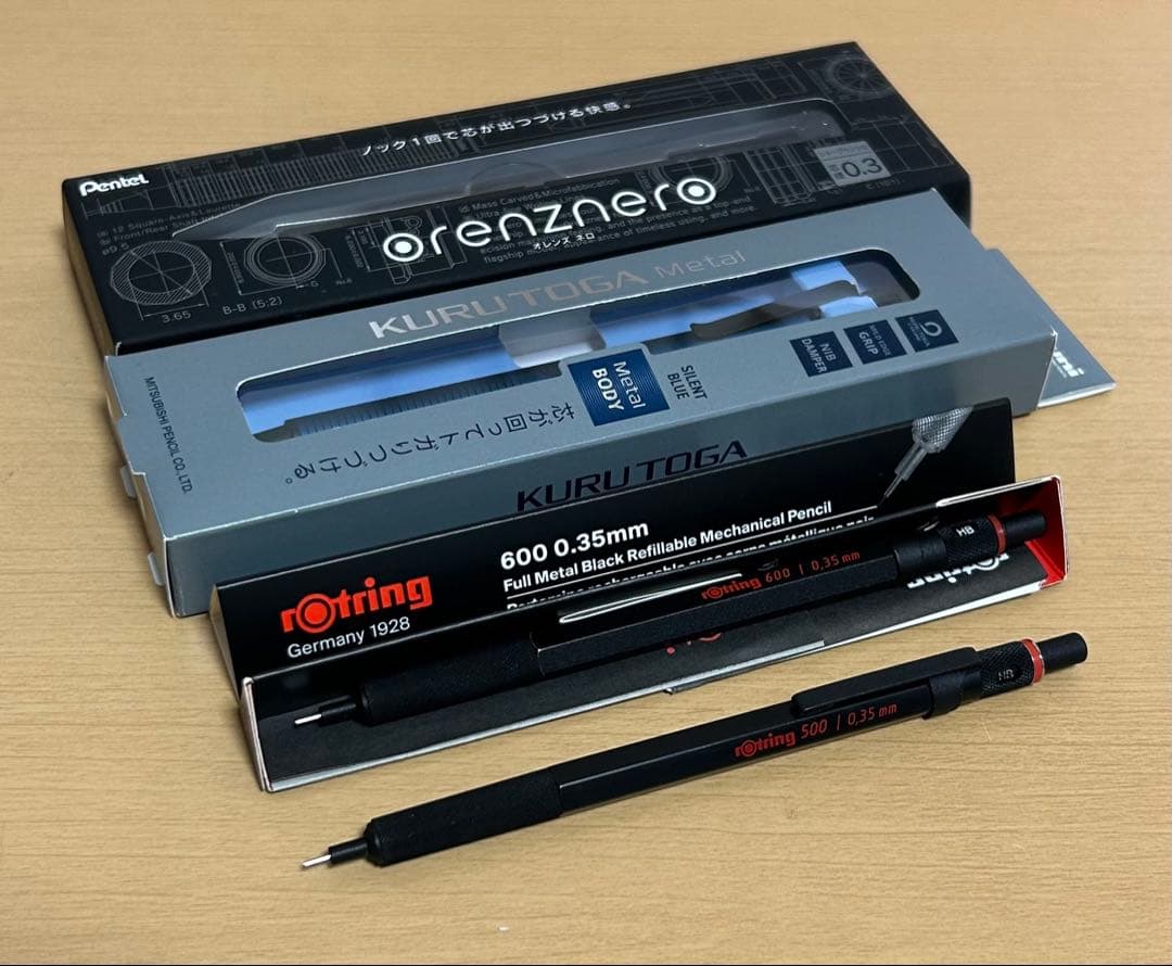 シャーペン4本まとめ ロットリング600 500 0.35 ブラック 廃盤品
