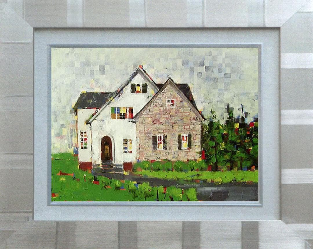 油絵 菅家令子 絵 絵画 インテリア 額付(黒) uF6-062303 風景