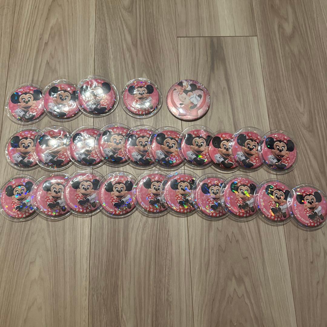 【24個セット】実写　缶バッジ ミニー まとめ売り