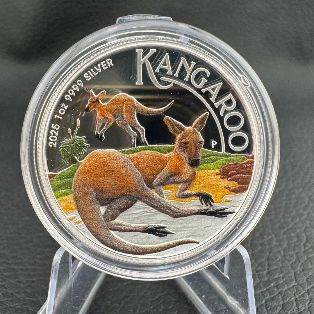 銀貨 ダブルカンガルー ハイリーフ 凹型 極厚銀貨 カラー プルーフ 純銀
