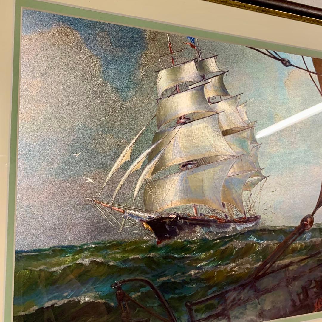 【新品・未使用】英国製 エッチングアート ヴィンテージ ホイルアート 帆船