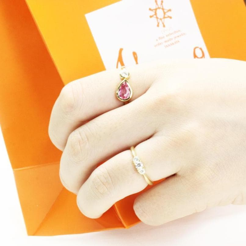 K18製ピンクサファイア・ダイヤモンドリング