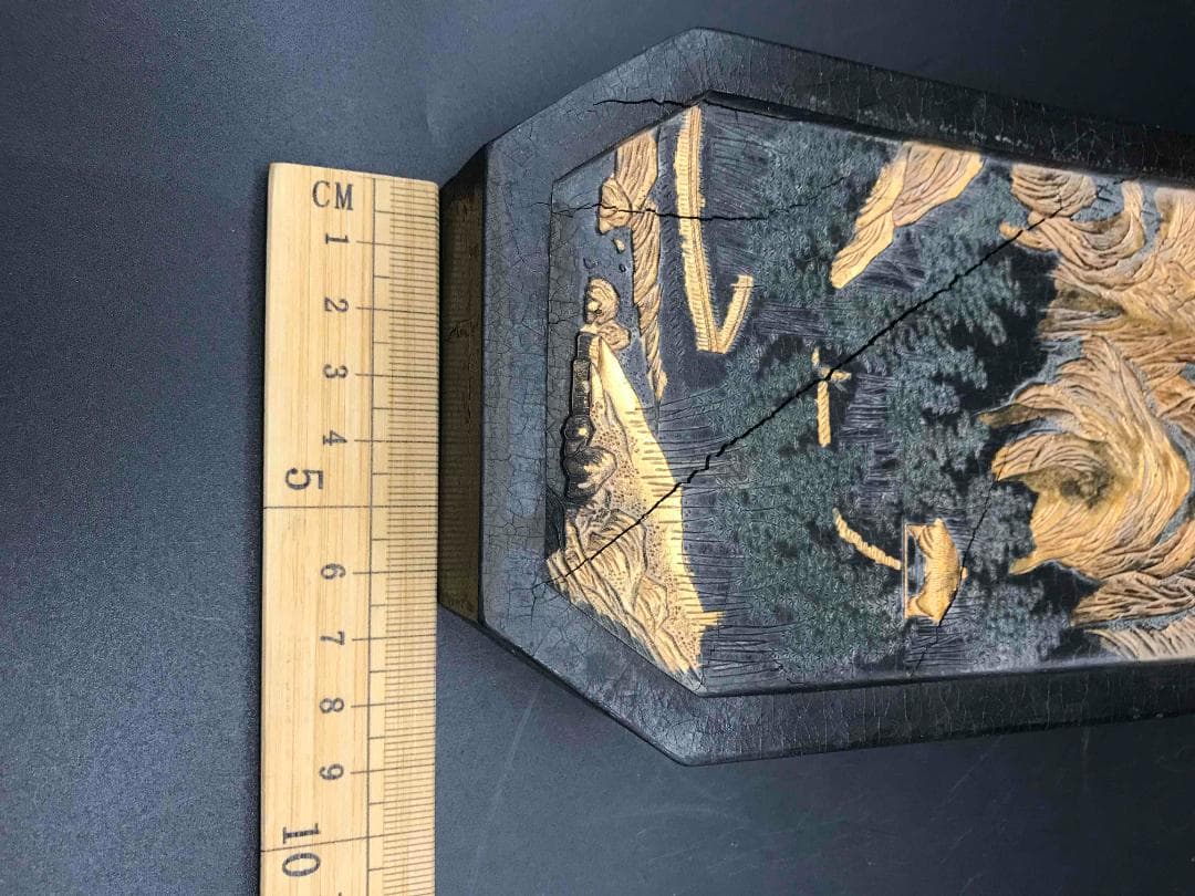 中国古美術　中国古墨 乾隆御墨　竹趣図　文房具 書道用品 書道具(A-26)