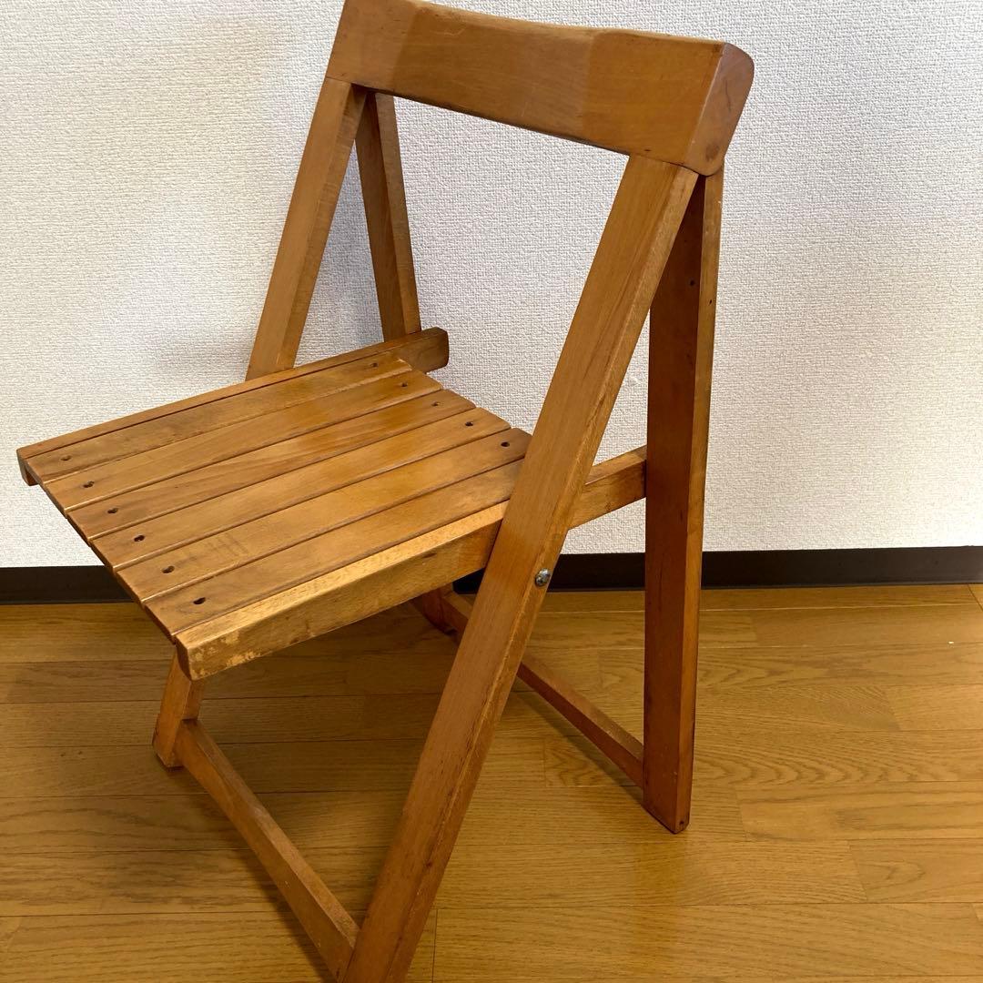 フォールディングチェア 折りたたみ椅子 木製 アンティーク４脚セット