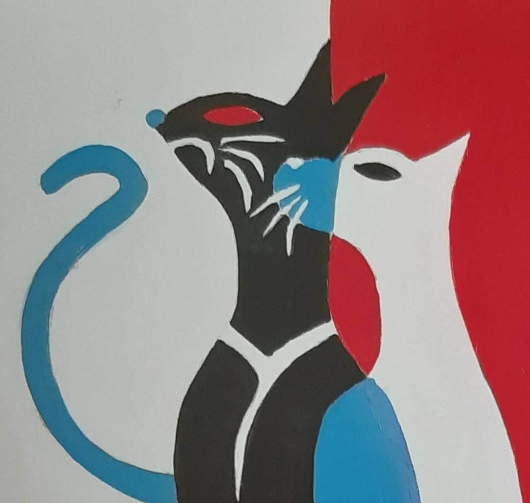 西村達也、「フランスの猫」、希少画集の額装画、四季、風景、人気作品