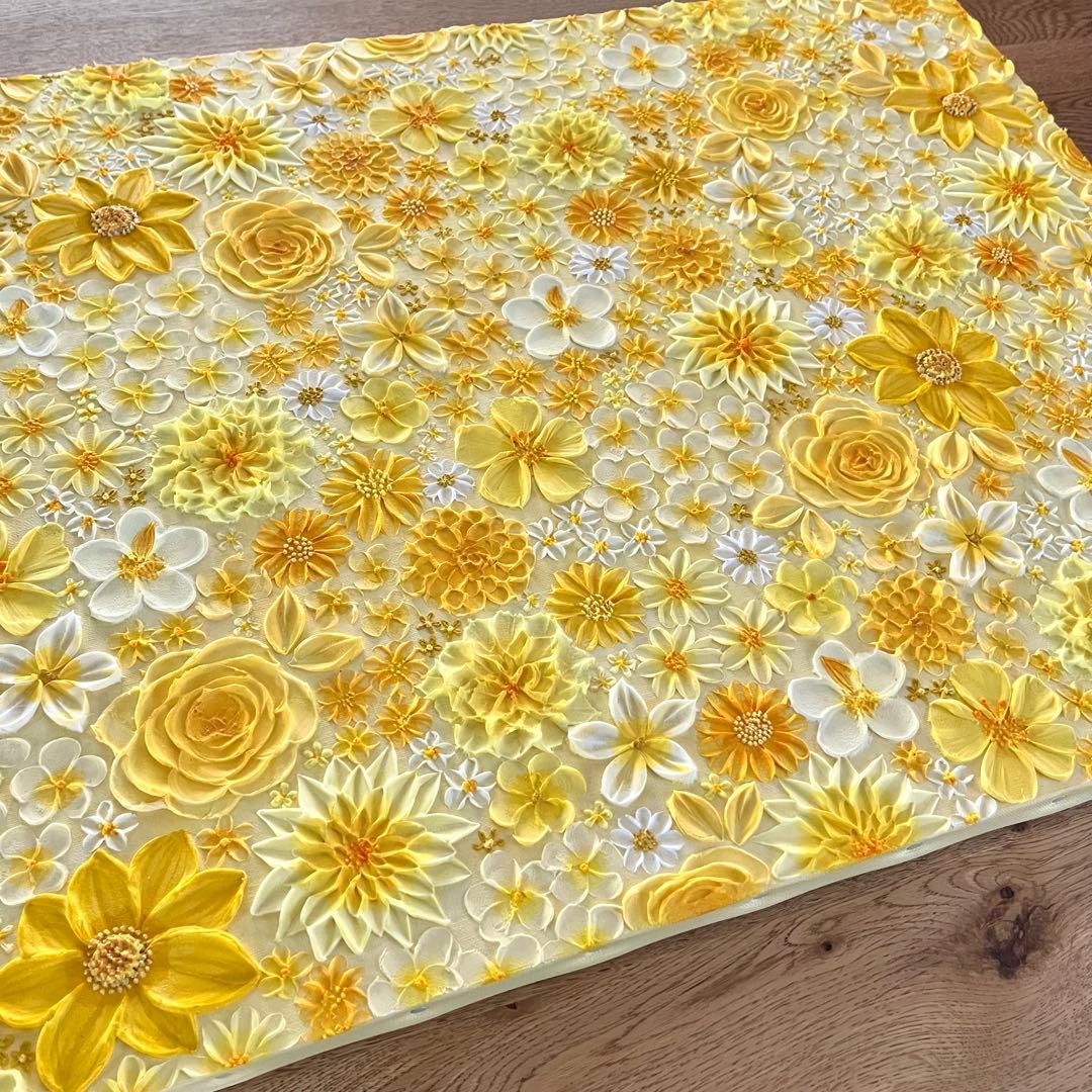 黄色 イエロー インテリア 花の絵 花柄 アート 絵画 原画 母の日