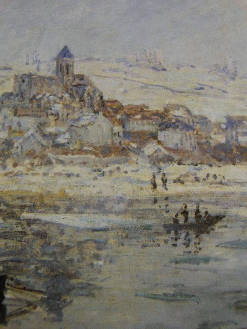 クロード・モネ、「Vetheuil in Winter」、希少大判画集・額装画
