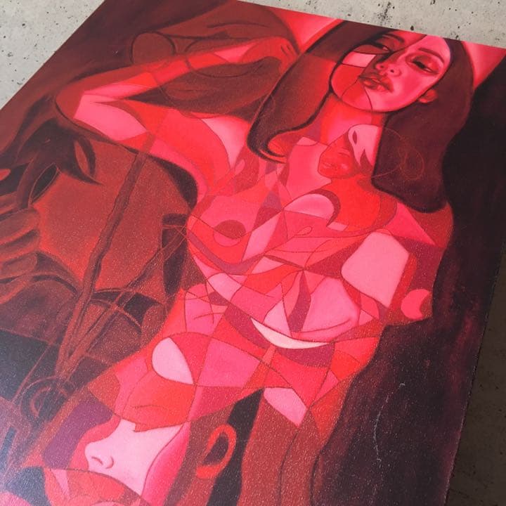 大型　アート　キャンパス　女性