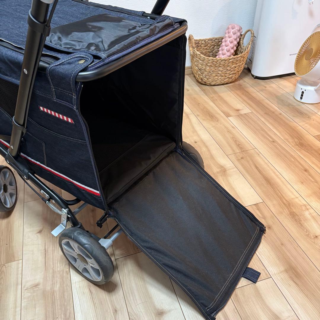 デニム風ペットバギー/犬用キャリー