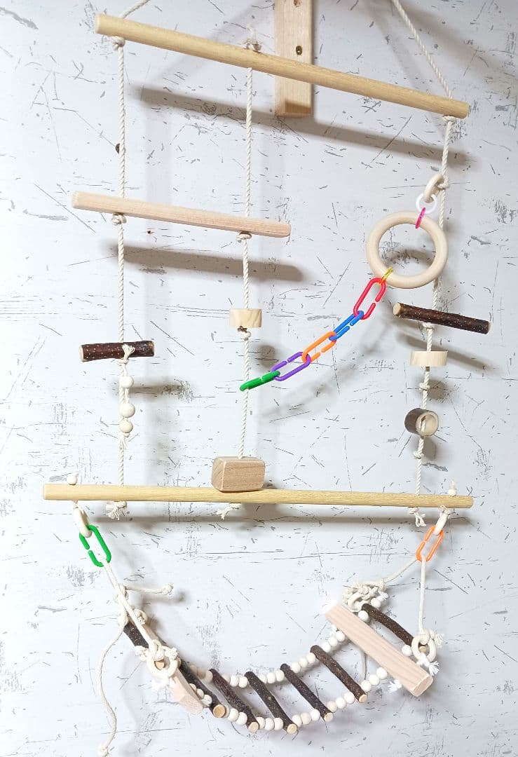 10　インコ　吊り下げアスレチック(大)　ブランコ　止まり木　バードトイ