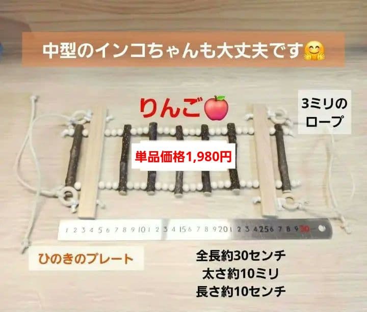 10　インコ　吊り下げアスレチック(大)　ブランコ　止まり木　バードトイ