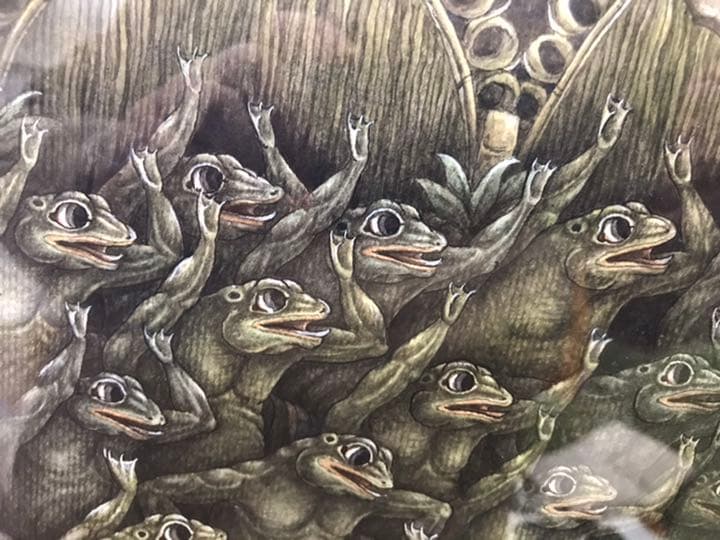 絵画　バリ絵画　カエル