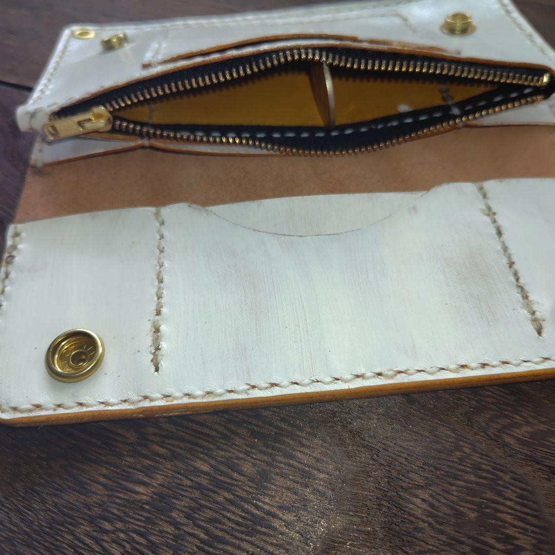 トラッカーウォレット 手染め 黒×白