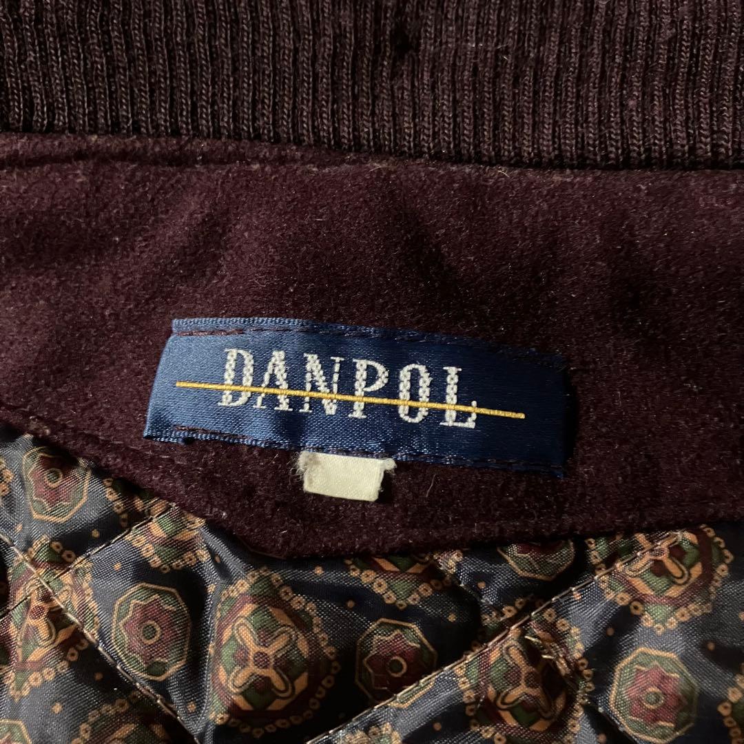 vintageウール調ボンバージャケット裏地ペイズリー柄ブルゾン バーガンディL