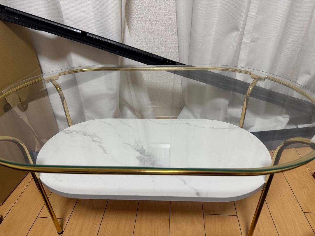 yuri　フランフラン レガート コーヒーテーブル S ゴールド×マーブル