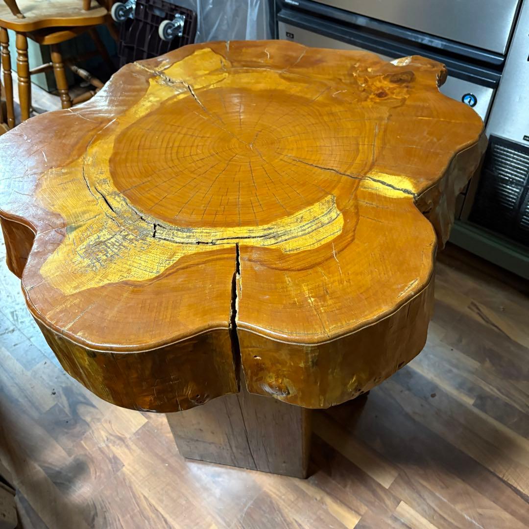 ②送料設置込み　丸太　切り株　ダイニングテーブル　　おそらく欅