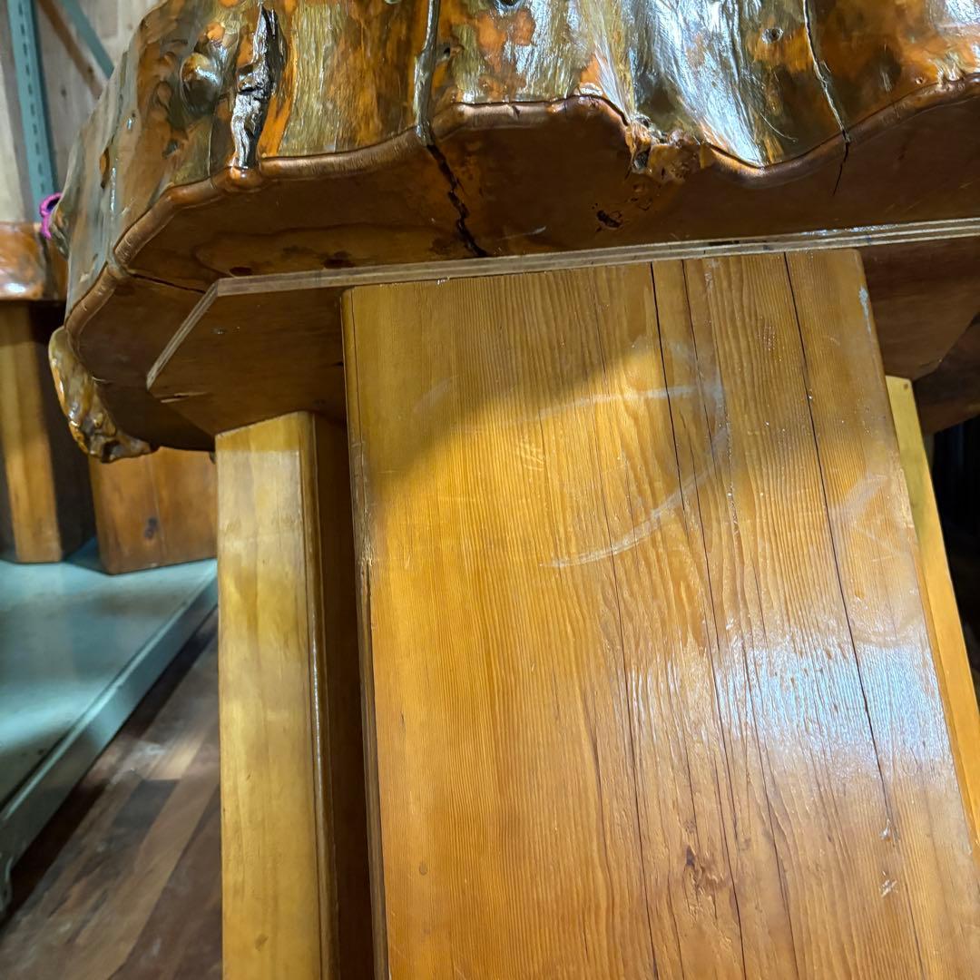 ②送料設置込み　丸太　切り株　ダイニングテーブル　　おそらく欅