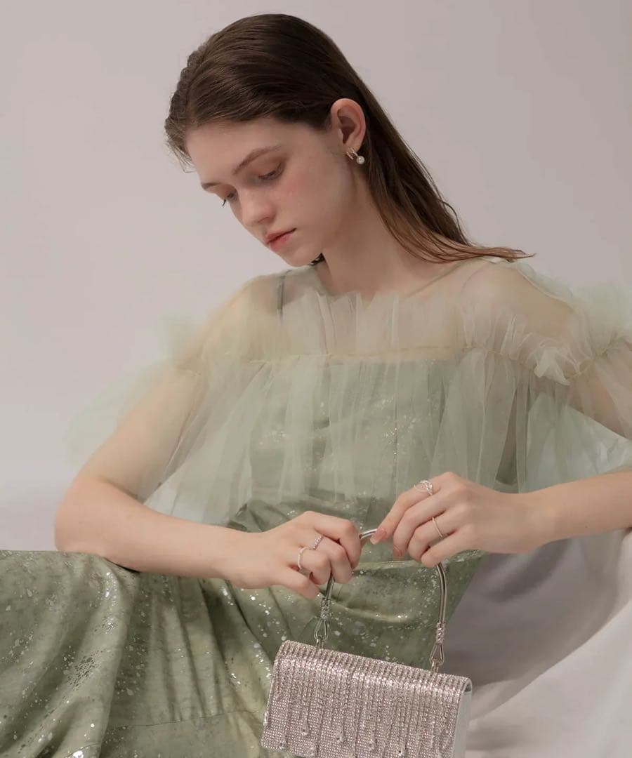 【極美品】Leja チュールフリルボレロペイントマーメイドワンピースドレス