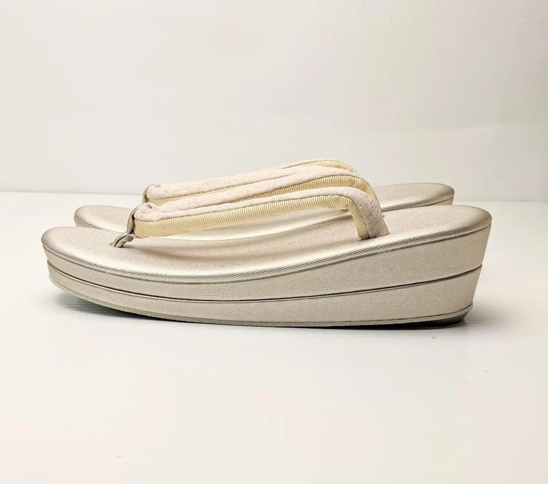 ふくれ織 草履 バッグ セット ベージュ ゴールド フリーサイズ u33-3