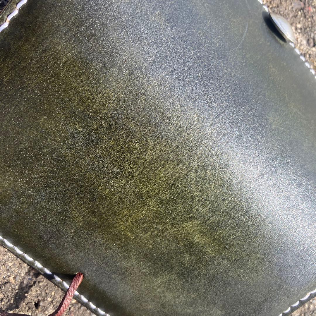 手巻きタバコポーチ　シャグポーチ　本革　手染め　手縫い