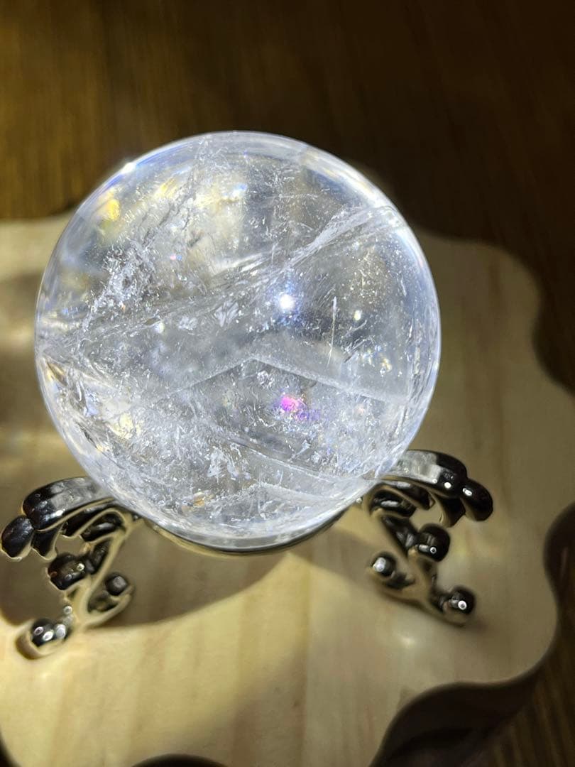 天然石　ファントム入り　アゼツライト　スフィア　　40.7㎜　台座付き