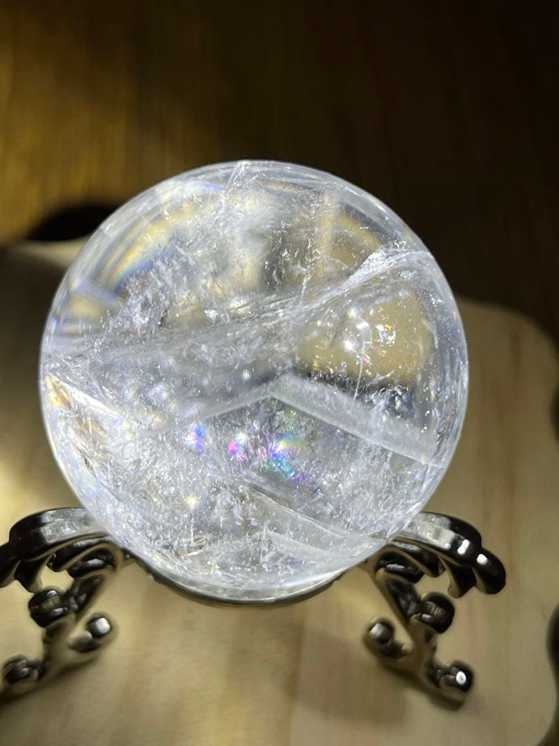 天然石　ファントム入り　アゼツライト　スフィア　　40.7㎜　台座付き