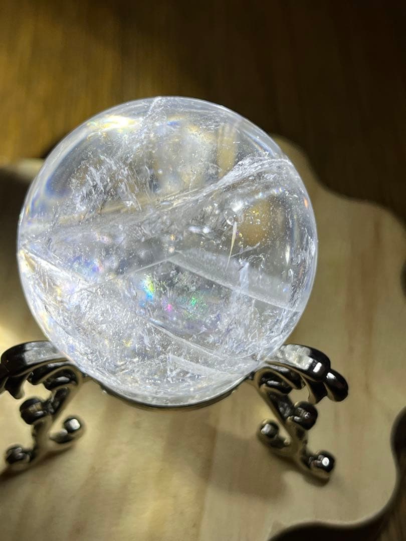 天然石　ファントム入り　アゼツライト　スフィア　　40.7㎜　台座付き