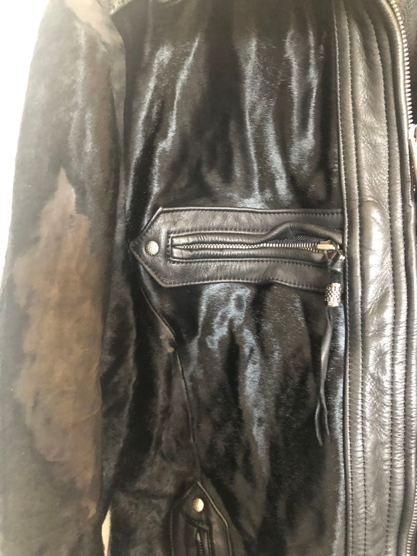 SCHORL 牛革(ハラコ)シングルライダースジャケット