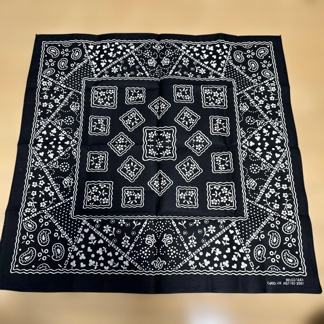 60's バンダナ クッキー柄　ブラック！デッドストック！