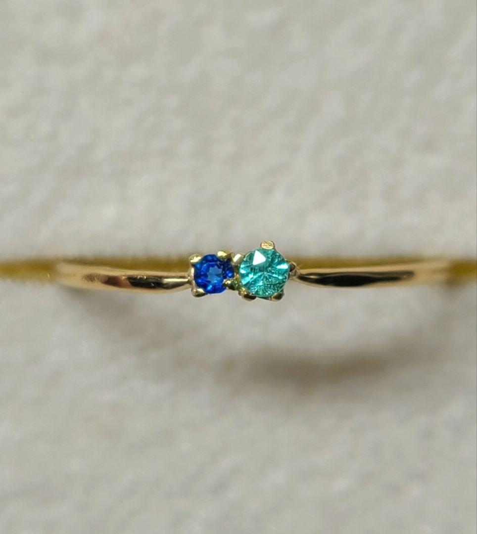 美しいブルーの共演!!★バターリャパライバトルマリン&アウイナイトリング18K★