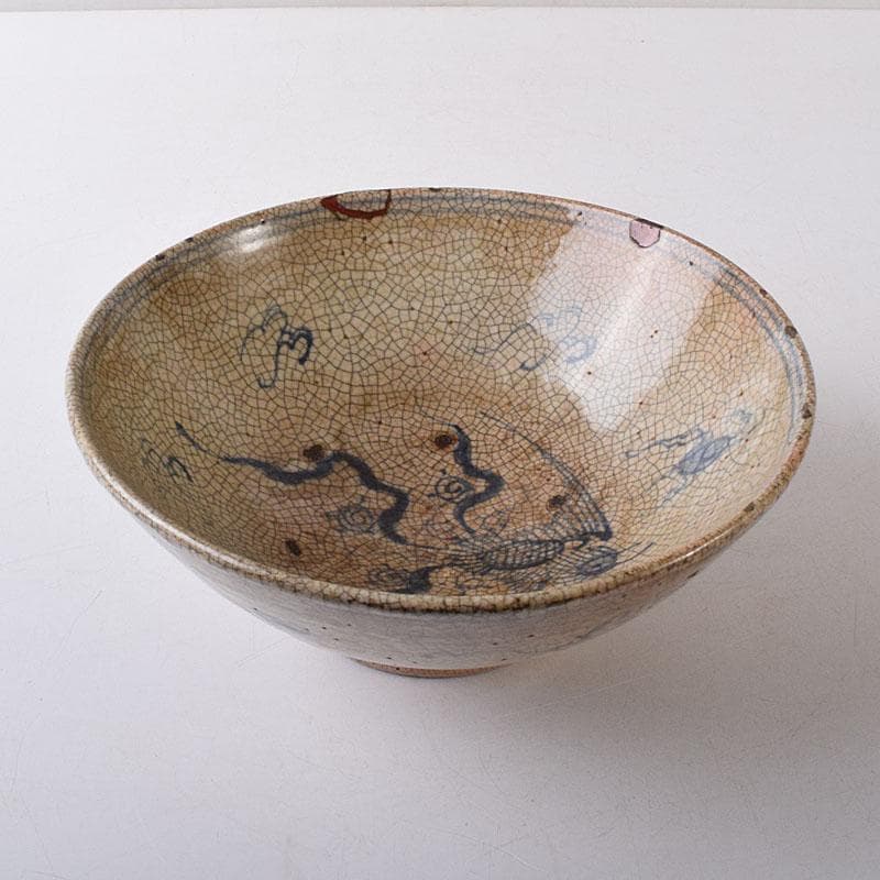 茶道具　瀬戸焼　古瀬戸　染付鳳凰文　平茶碗　鉢　C　R8598H