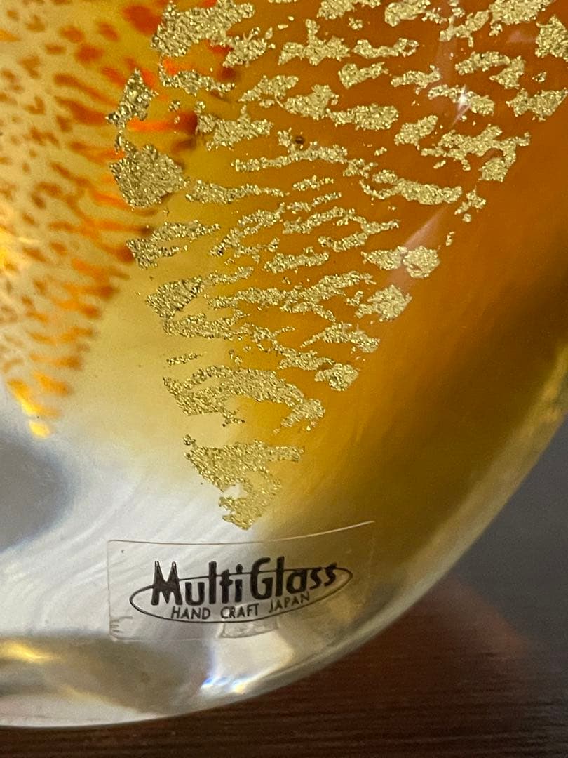 マルティグラス 鶏 雄雌 ガラス細工 硝子  日本製 インテリア  金彩