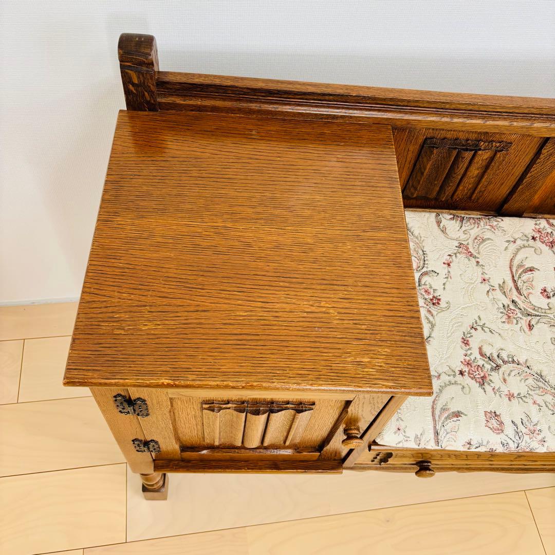 ビンテージチェア　テレフォンベンチ　シート イギリスアンティーク　送料込み