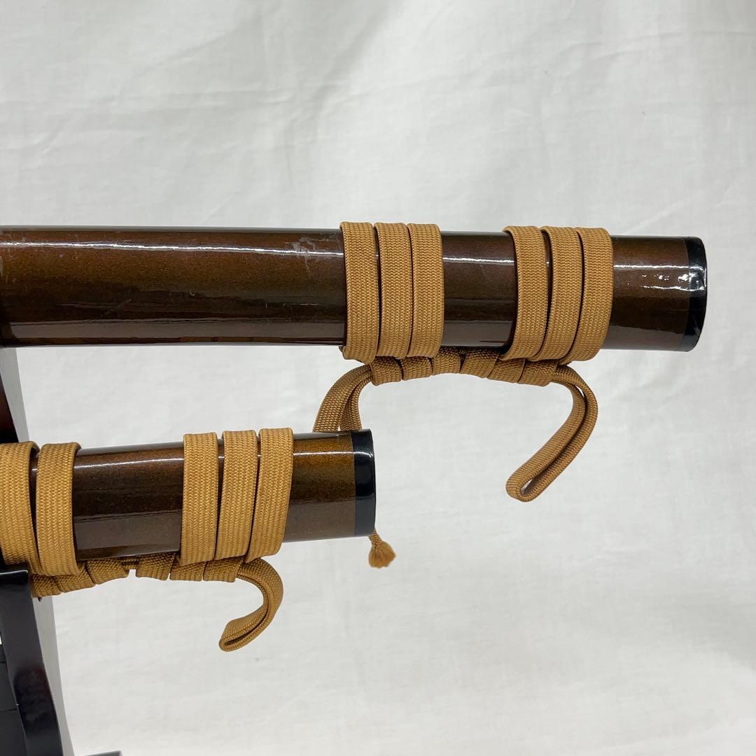 【模造刀】二本差し 太刀 脇差 龍鍔 茶色鞘 日本刀