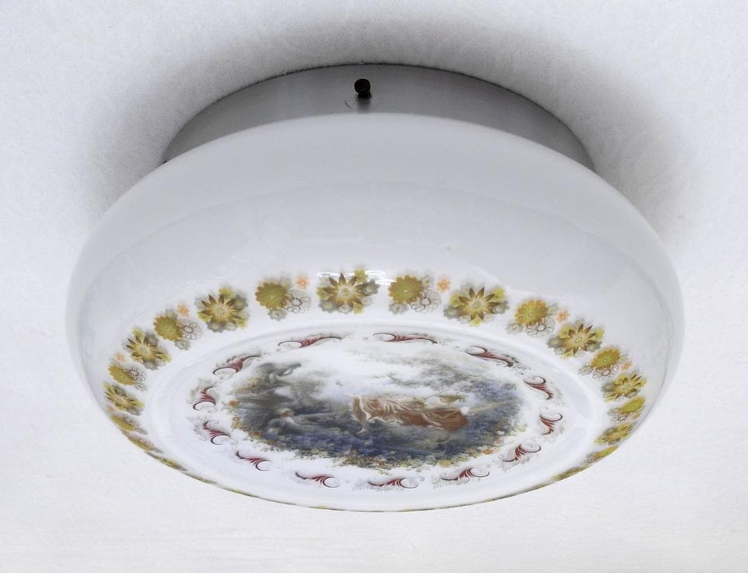 フランスアンティーク☆天井照明器具☆名画 フラゴナール「ぶらんこ」直径36㎝