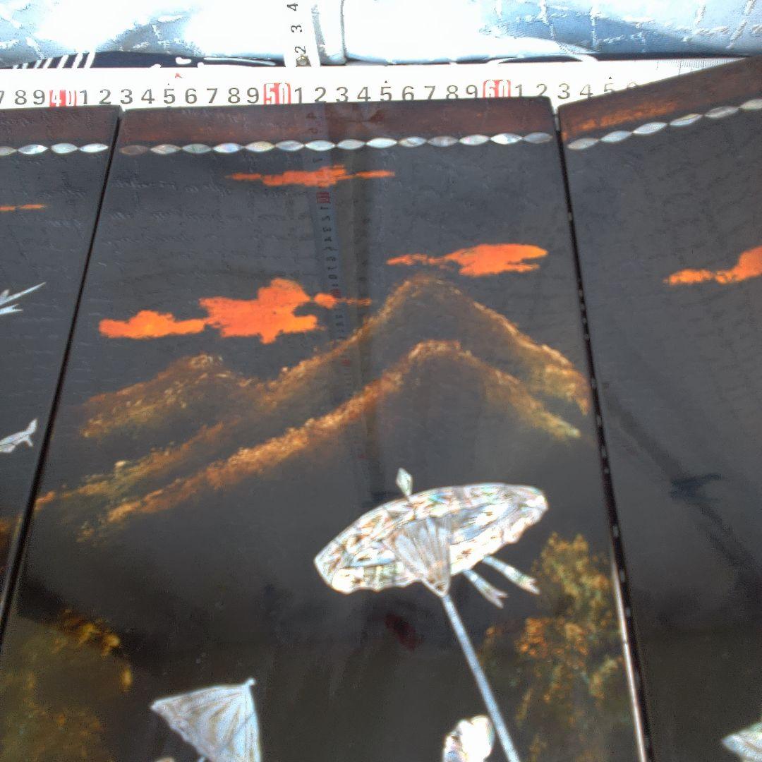 骨董４手彫り漆器 伝統的農村風景 4枚セット