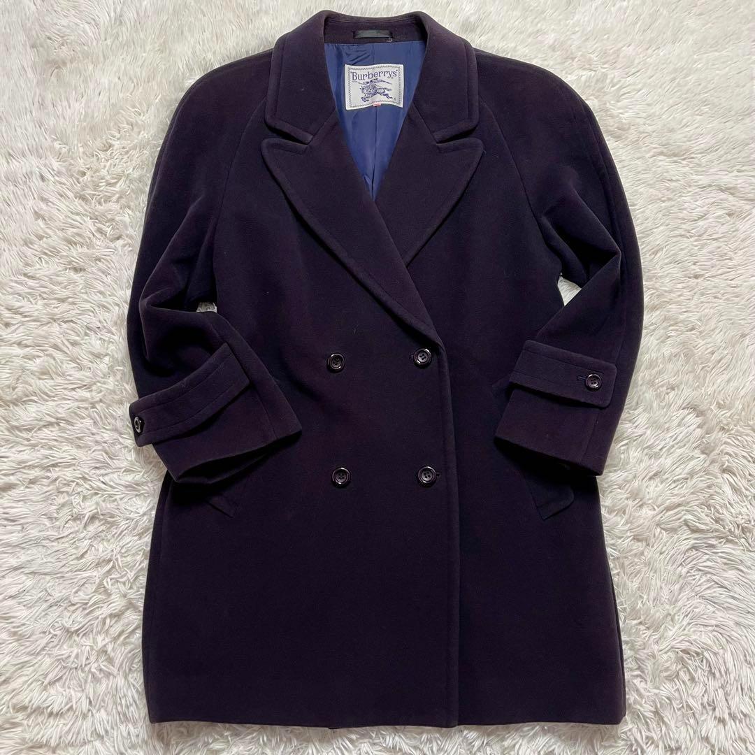 【美品】Burberry バーバリー ダブルブレスト ダブルコート カシミヤ混