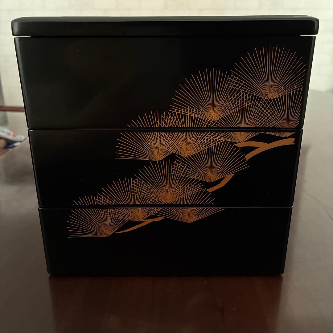 輪島塗 三段重 沈金 天然木