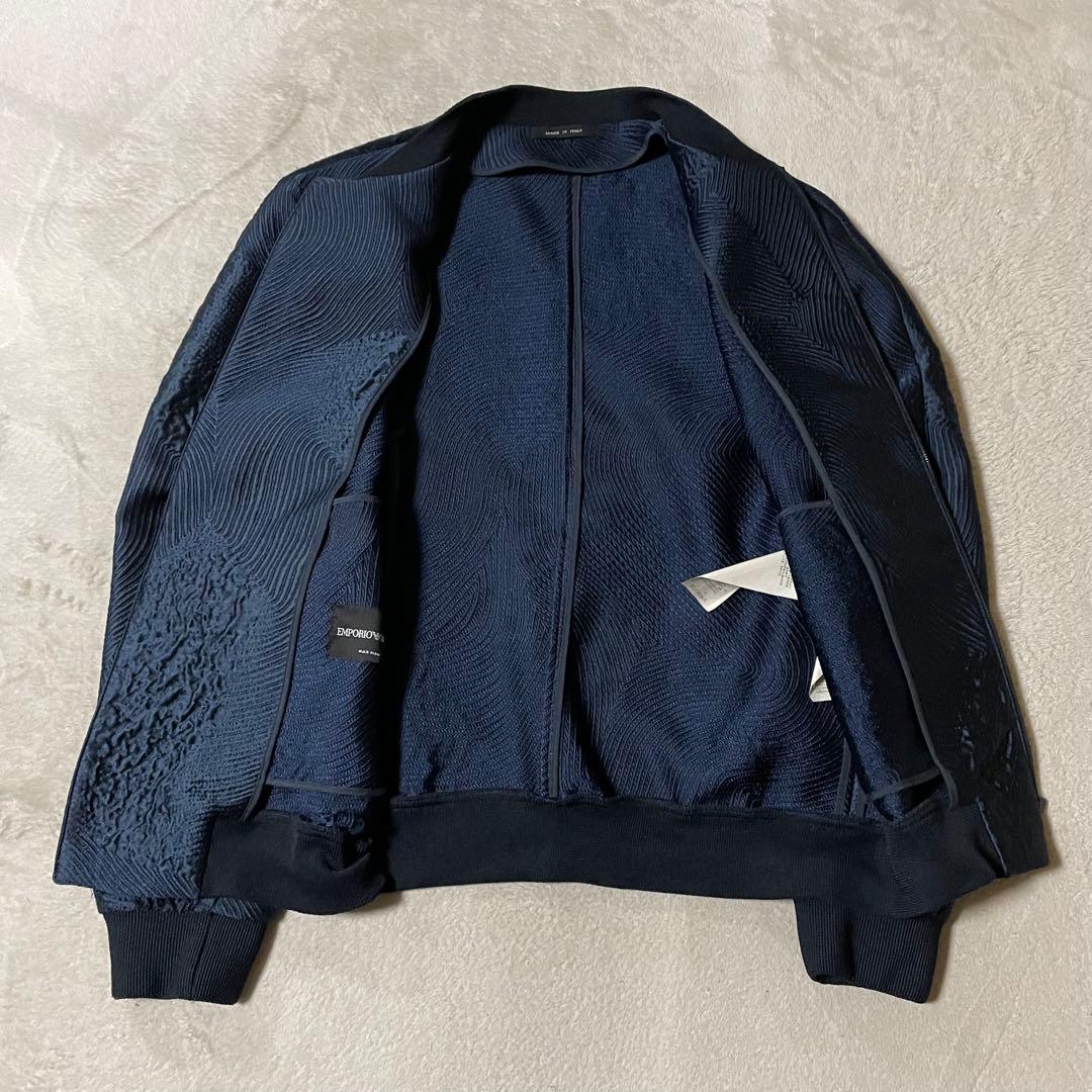 専用エンポリオアルマーニ 波状エンボス ボンバージャケット 48/L美品シルク混