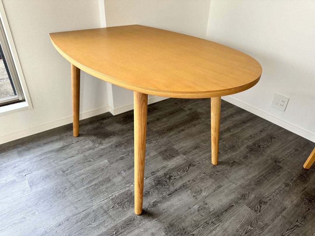 Francfranc楕円形ダイニングテーブルとチェア2脚セット